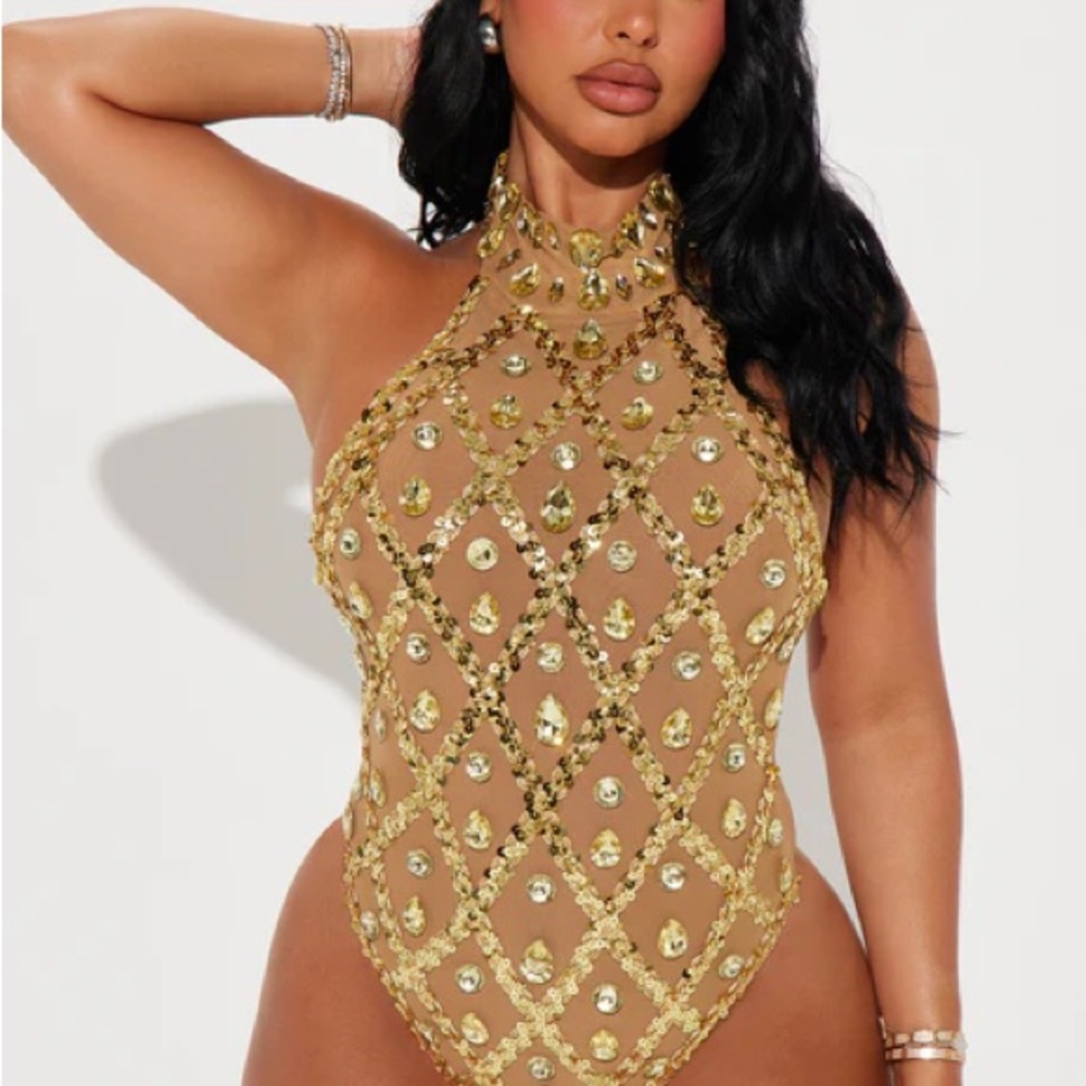 Elegant Gold Embellished Women's Top